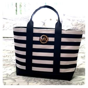 Michael Kors Navy Blue & White Tote Bag